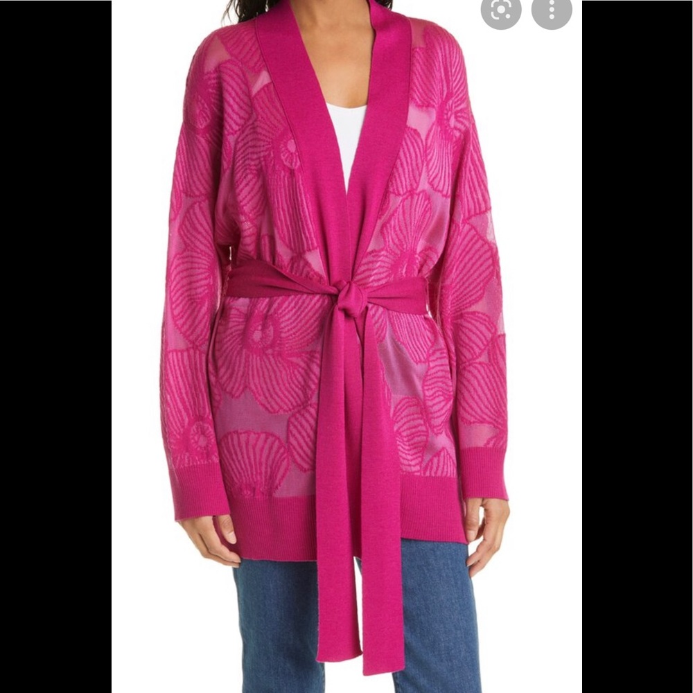FUZZI
Floral Jacquard Belted Cardigan